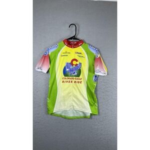 Jett Colorado-Eagle River Ride Cycling Jersey Womens M Green 1/4 Zip Bike Top